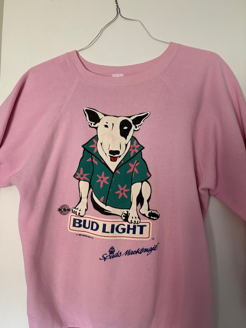 Tultex Pink Sweatshirt with Bud Light Spuds MacKenzie Graphic